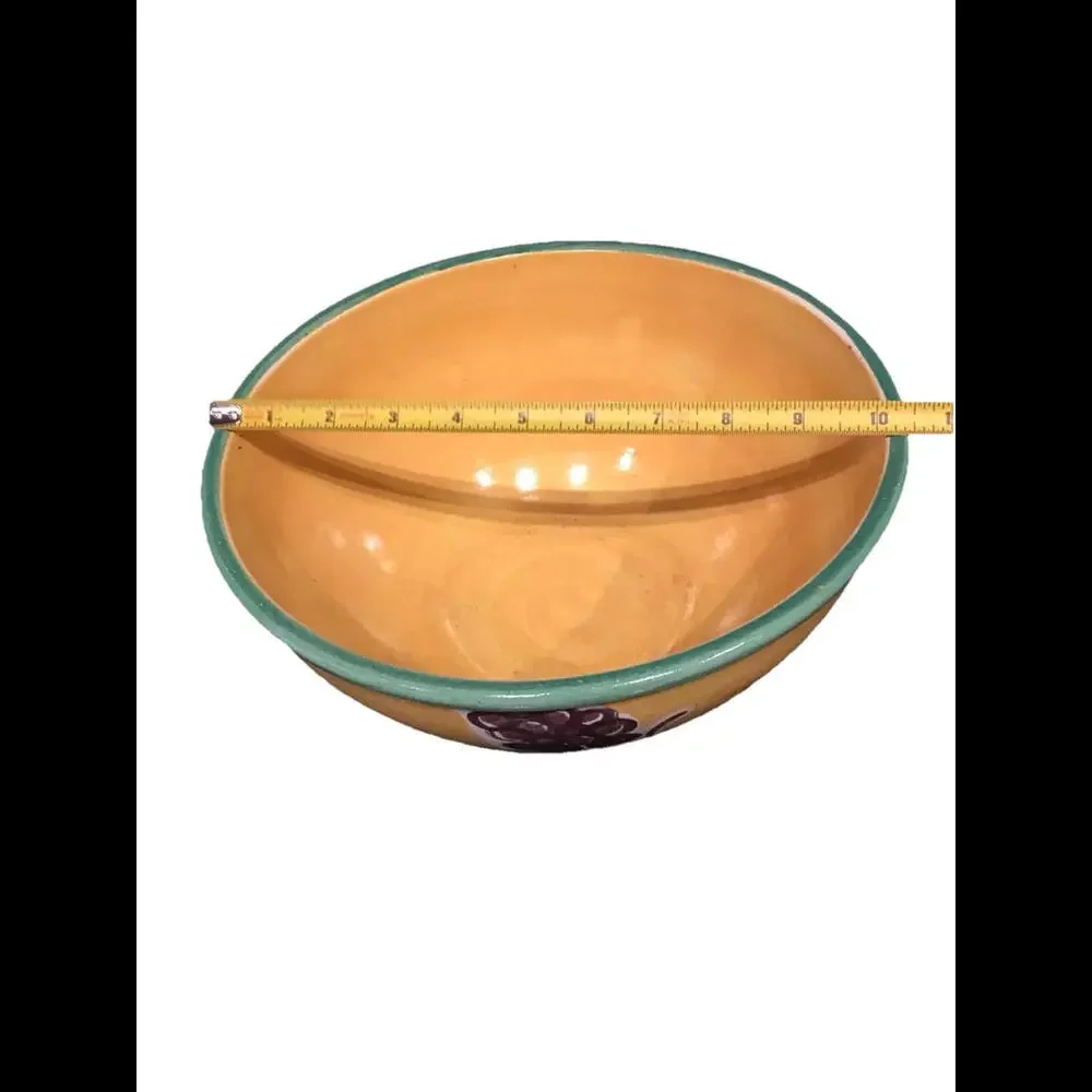 🍽️Large Hand Painted Bowl - Yellow With grapes